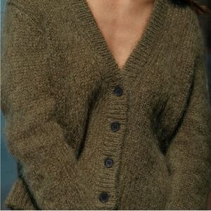 NWT Sold Out Jenni Kayne Mohair Boyfriend Cardigan in Olive sz XXL moss green